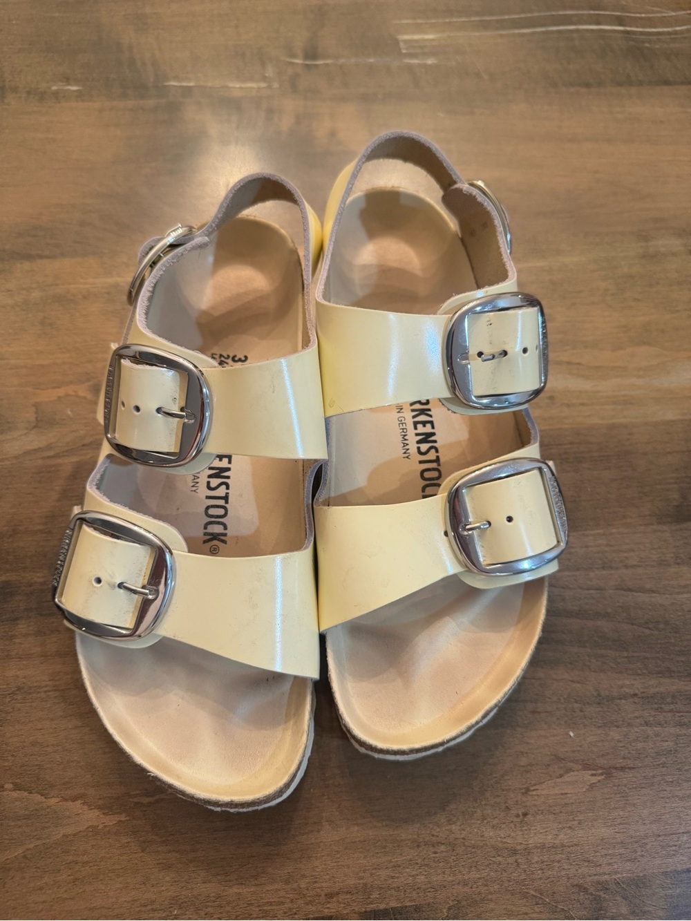 Birkenstock Kids Pale Yellow Double Buckle Sandals